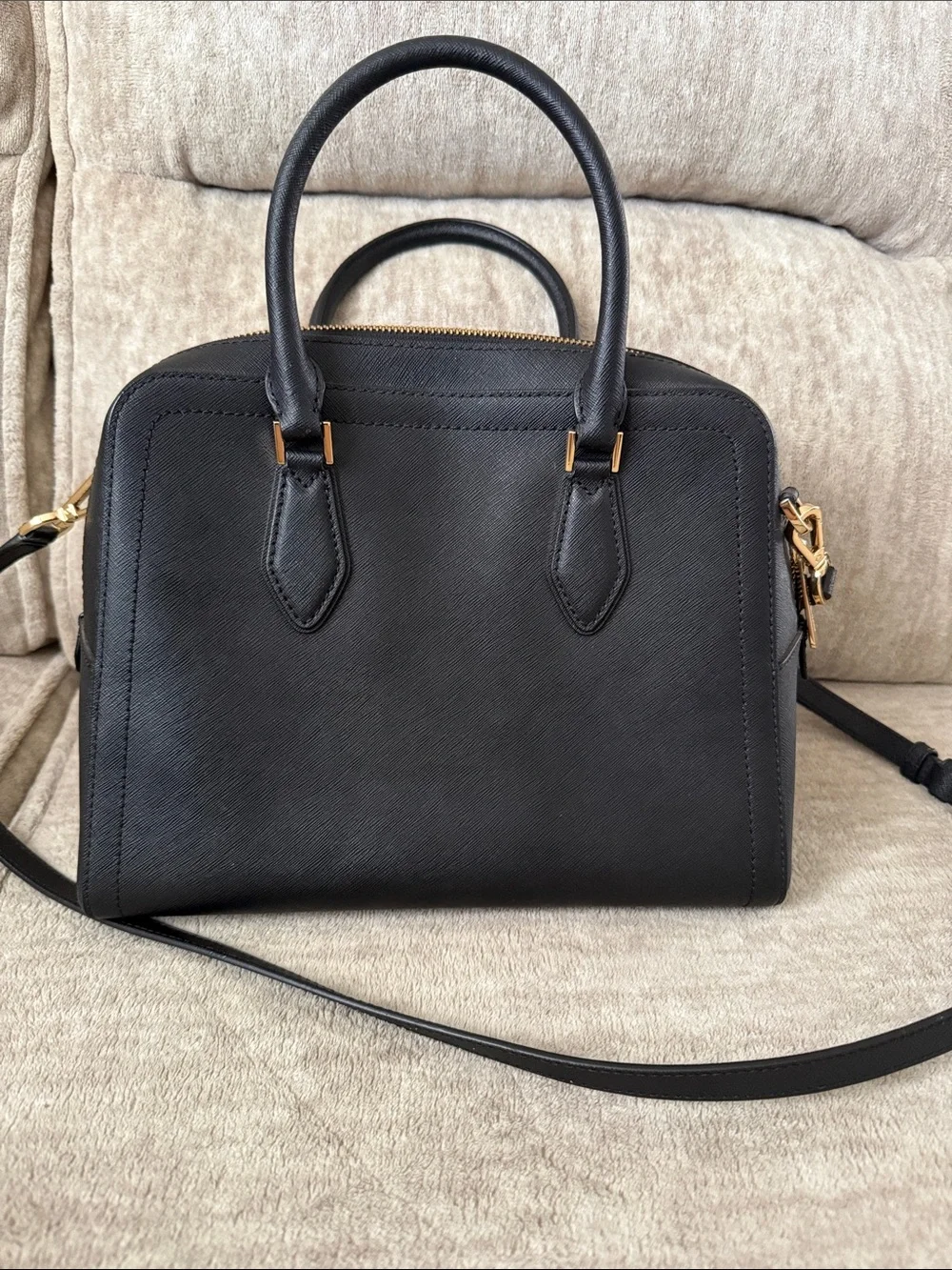 Michael Kors Black Saffiano Satchel with Gold Hardware